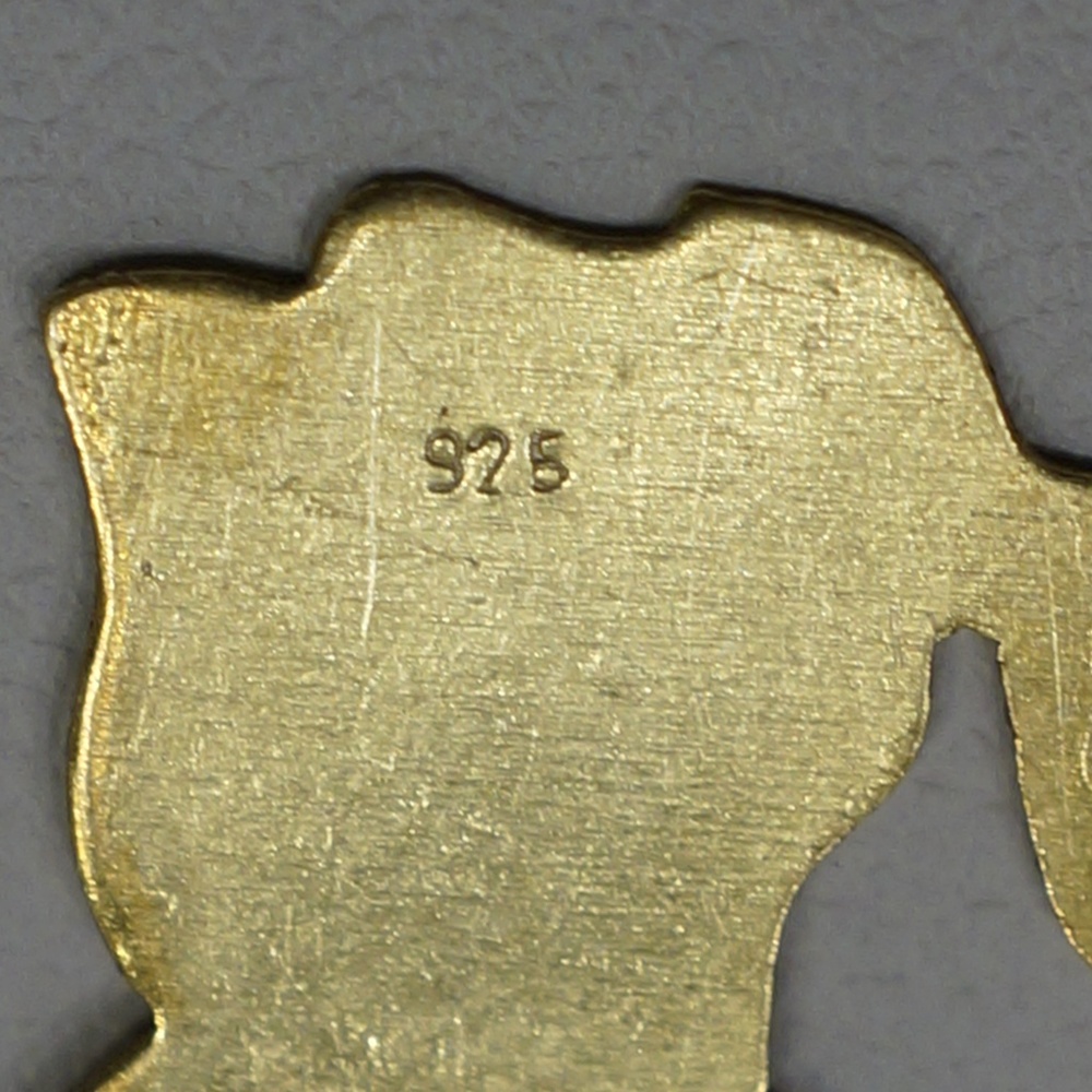 Sterling Silver & Gold Plated Dog Pendant W/Cord - Picture 6 of 7